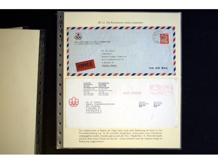 1936, Berlin und Garmisch Partenkirchen, Sammlung "Luftpost während der Olympischen Spiele" mit ca. 40 Briefen, Karten und Ga