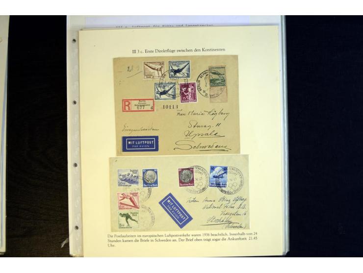 1936, Berlin und Garmisch Partenkirchen, Sammlung "Luftpost während der Olympischen Spiele" mit ca. 40 Briefen, Karten und Ga