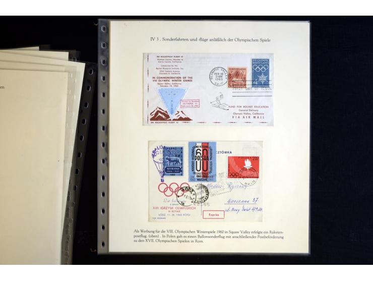 1936, Berlin und Garmisch Partenkirchen, Sammlung "Luftpost während der Olympischen Spiele" mit ca. 40 Briefen, Karten und Ga