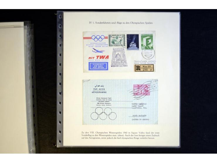 1936, Berlin und Garmisch Partenkirchen, Sammlung "Luftpost während der Olympischen Spiele" mit ca. 40 Briefen, Karten und Ga