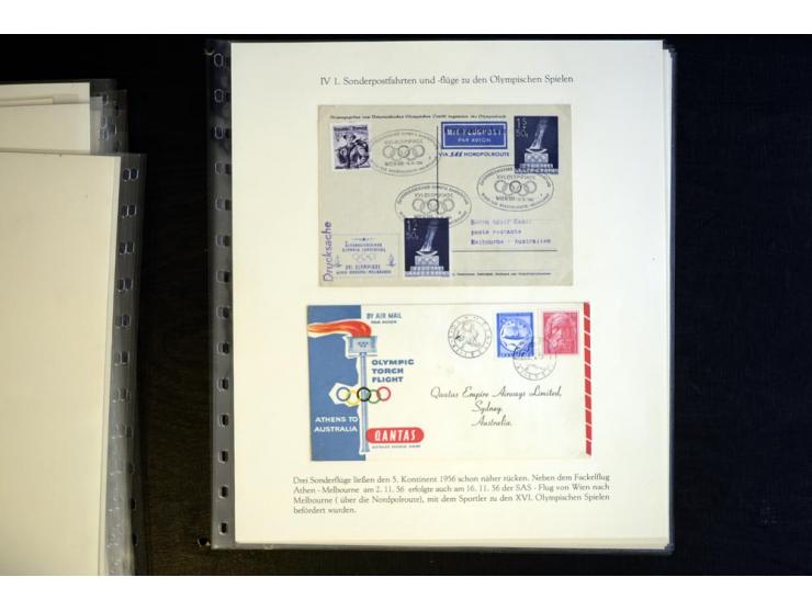 1936, Berlin und Garmisch Partenkirchen, Sammlung "Luftpost während der Olympischen Spiele" mit ca. 40 Briefen, Karten und Ga