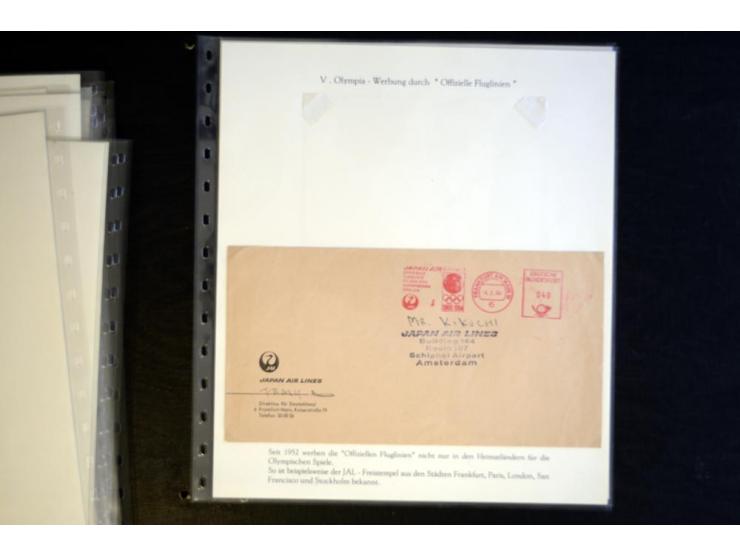 1936, Berlin und Garmisch Partenkirchen, Sammlung "Luftpost während der Olympischen Spiele" mit ca. 40 Briefen, Karten und Ga