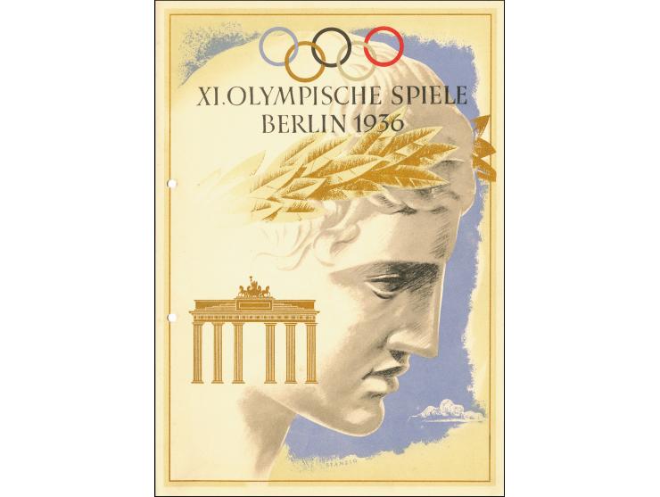 Schmucktelegramm Berlin gebraucht von München an Oberleutnant Pollay, dem Olympiasieger im Dressur-Reiten, links mit Aktenloc