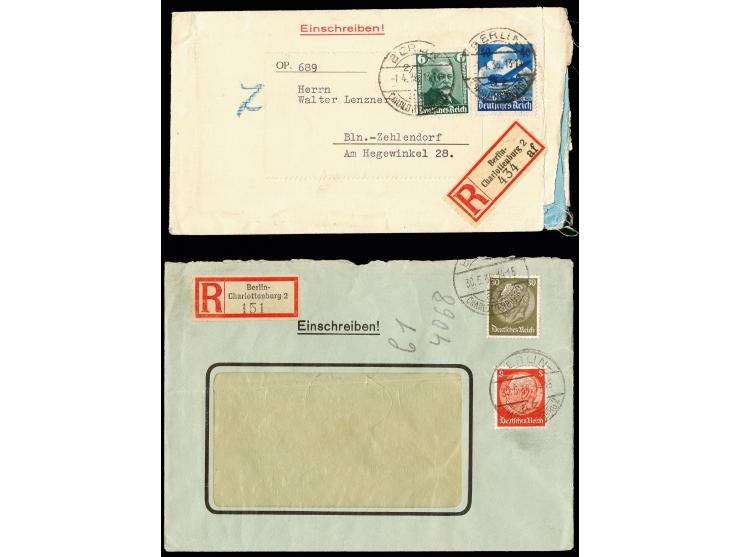 1936, Berlin, offizieller Versandumschlag für Eintrittskarten mit rückseitigem Absender-Vordruck mit Olympischen Ringen als R