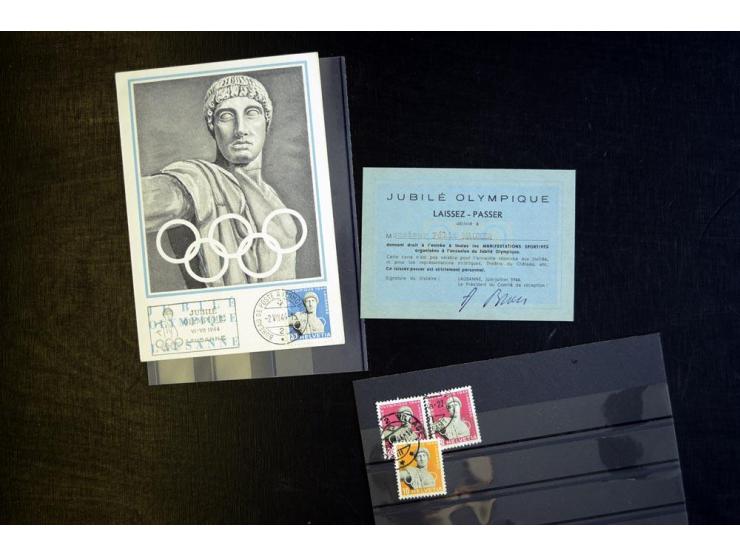 1944, 50 Jahre Olympisches Komitee, Partie mit u.a. postfrischen Bogen-Einheiten und diversen Frankaturen auf Belegen inkl. R