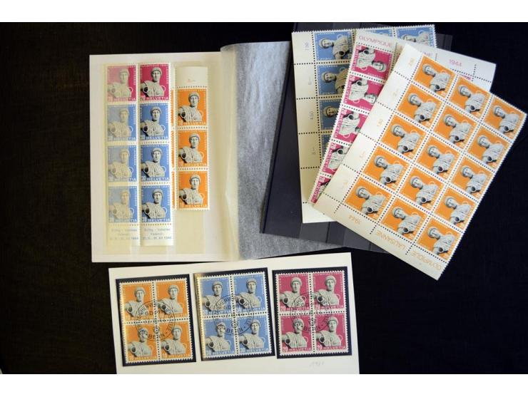 1944, 50 Jahre Olympisches Komitee, Partie mit u.a. postfrischen Bogen-Einheiten und diversen Frankaturen auf Belegen inkl. R