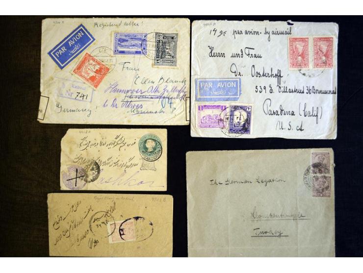1889/1948, Partie mit 10 Briefen, dabei Briefe und indische GSU mit "Tiegerkopf"-Marken und Brief mit Mischfrankatur Afghanis