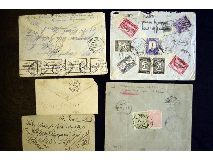 1889/1948, Partie mit 10 Briefen, dabei Briefe und indische GSU mit "Tiegerkopf"-Marken und Brief mit Mischfrankatur Afghanis