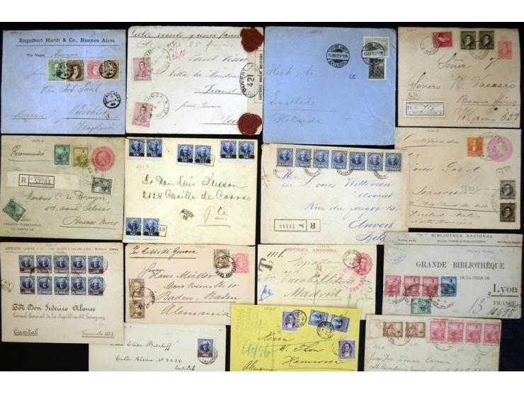 1858/1918, Partie mit 23 Briefen, Karten und GSK, dabei viel Auslandspost (u.a. Buenos Aires Mi.-Nr. 1 auf fehlerhaftem Brief