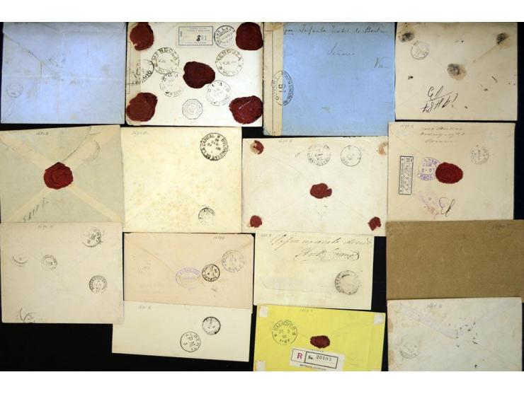 1858/1918, Partie mit 23 Briefen, Karten und GSK, dabei viel Auslandspost (u.a. Buenos Aires Mi.-Nr. 1 auf fehlerhaftem Brief