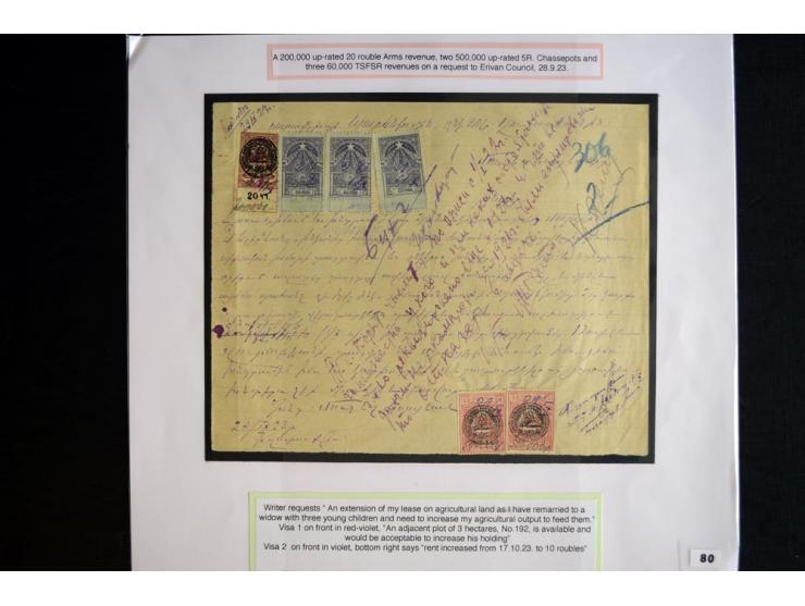 1870s/1923 (ca.), The Dr R J Ceresa Exhibit collection of Armenian Fiscal stamps and documents, comprising over 30 documents 