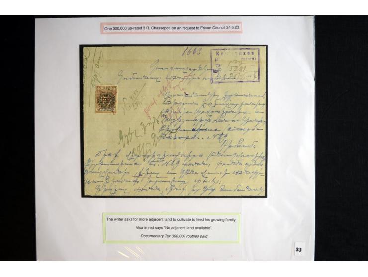 1870s/1923 (ca.), The Dr R J Ceresa Exhibit collection of Armenian Fiscal stamps and documents, comprising over 30 documents 