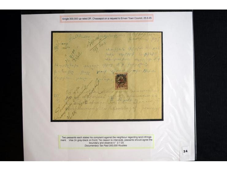 1870s/1923 (ca.), The Dr R J Ceresa Exhibit collection of Armenian Fiscal stamps and documents, comprising over 30 documents 