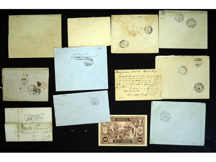 1837/1945, ca. 70 Briefe, Karten und Ganzsachen ab Vorphila, Schwerpunkt bis ca. 1910 mit vielen Auslands-Briefen mit Destina