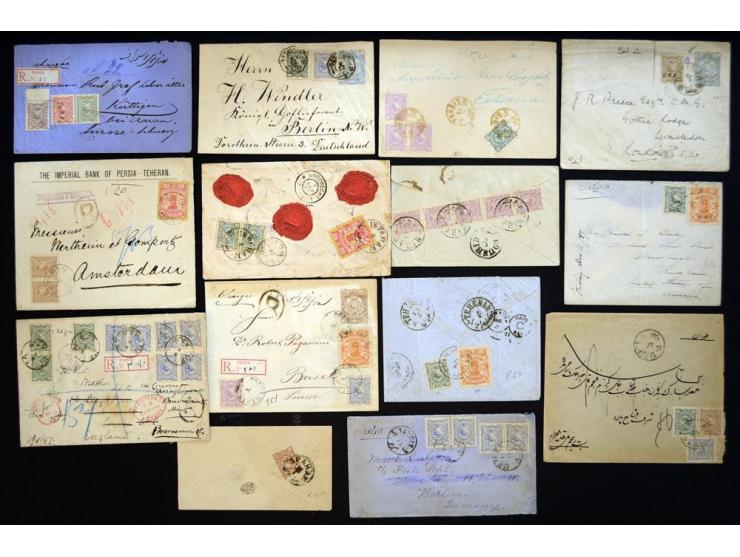 1894, Golden Nasseri, more than 100 covers including many interesting frankings, registered letters to abroad, single- and mu