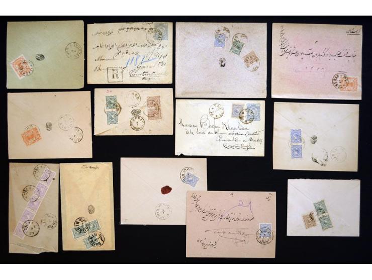1894, Golden Nasseri, more than 100 covers including many interesting frankings, registered letters to abroad, single- and mu