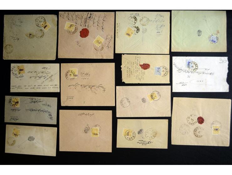 1899; Arabesque Control Handstamps on Mozaffar-eddin Shah Qajar Issue; 57 covers franked with various denominations ranging f