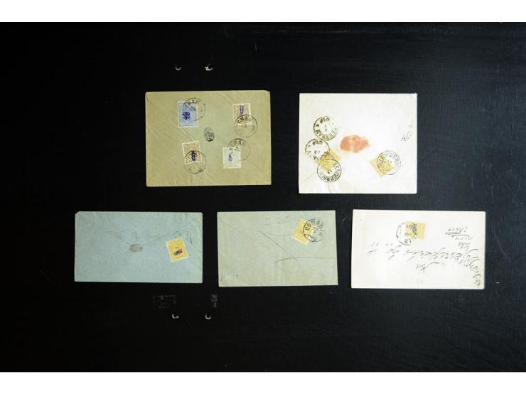 1899; Arabesque Control Handstamps on Mozaffar-eddin Shah Qajar Issue; 57 covers franked with various denominations ranging f