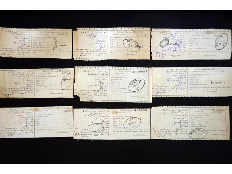 1902/04, Mozzaffar-eddin, 14 Barnamehs with different frankings including 10- and 20 kran values
