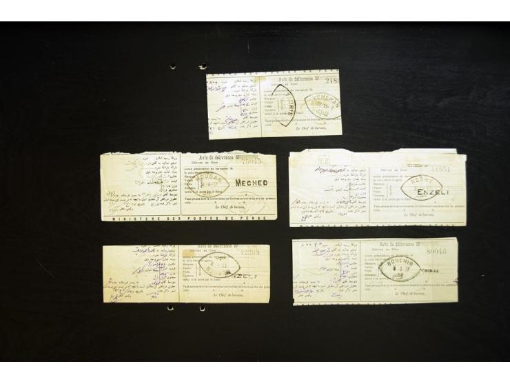 1902/04, Mozzaffar-eddin, 14 Barnamehs with different frankings including 10- and 20 kran values