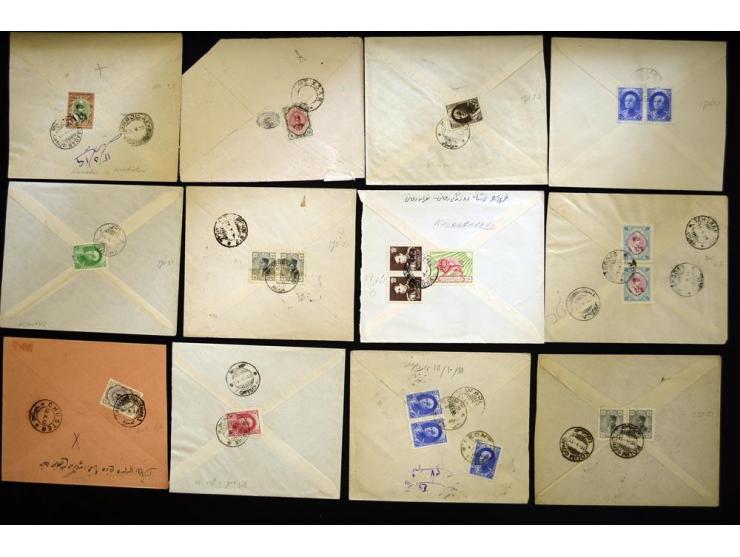 1912/1957, Town cancellations, approximately 280 covers with several hundred different cancellations, some very scarce, a nic