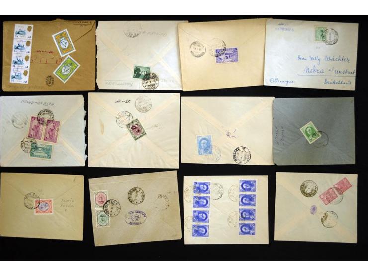 1912/1957, Town cancellations, approximately 280 covers with several hundred different cancellations, some very scarce, a nic