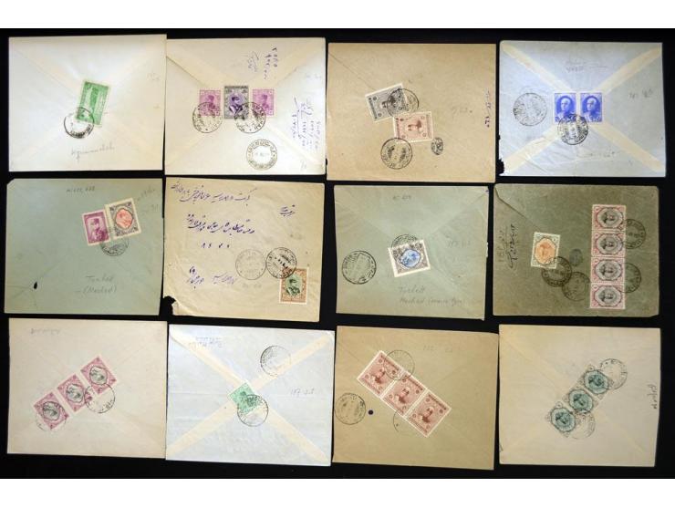 1912/1957, Town cancellations, approximately 280 covers with several hundred different cancellations, some very scarce, a nic