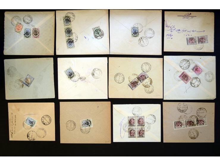 1914/1921, surcharges on Coat of Arms and Portrait of Ahmad Shah issues; approximately 315 covers franked with various surcha