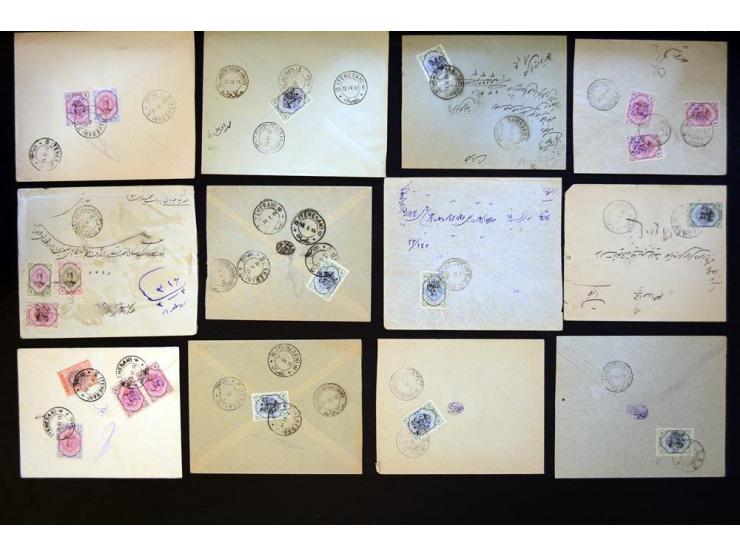 1914/1921, surcharges on Coat of Arms and Portrait of Ahmad Shah issues; approximately 315 covers franked with various surcha