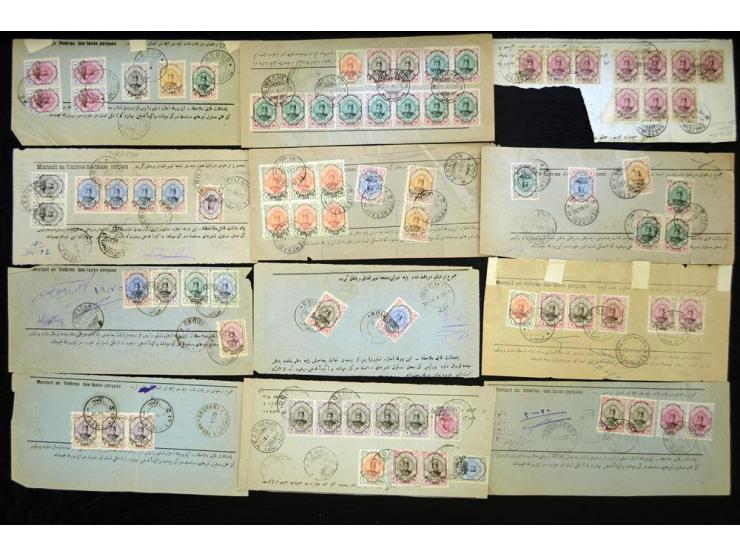 1922, "Controle" Overprint Issue; approximately 45 barnamehs franked with various denominations, including many high values w