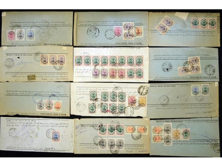 1922, "Controle" Overprint Issue; approximately 45 barnamehs franked with various denominations, including many high values w