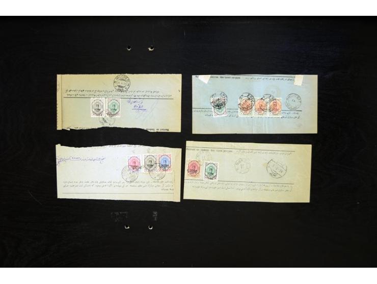 1922, "Controle" Overprint Issue; approximately 45 barnamehs franked with various denominations, including many high values w