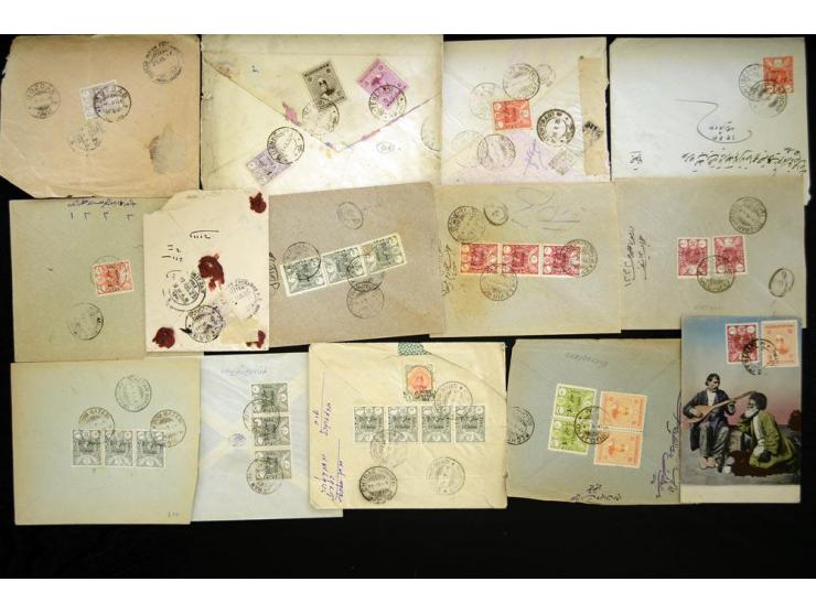 1924/1925, Provisional Overprint issues; approximately 46 covers franked with an assortment of 1 ch. through 2 kr. denominati