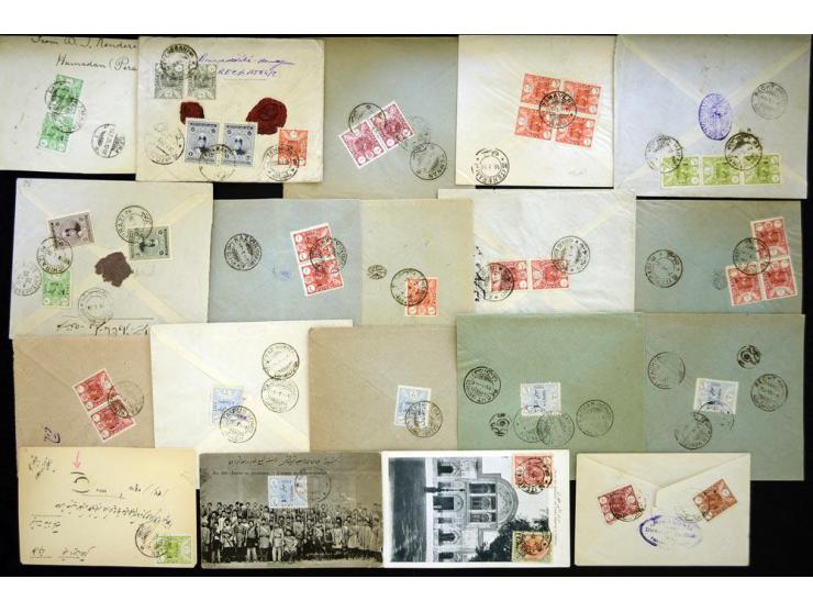1924/1925, Provisional Overprint issues; approximately 46 covers franked with an assortment of 1 ch. through 2 kr. denominati