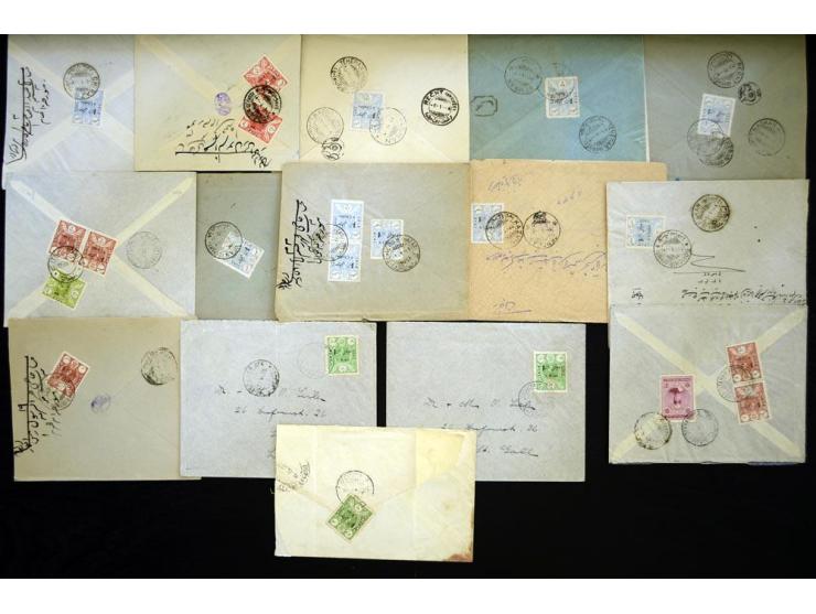 1924/1925, Provisional Overprint issues; approximately 46 covers franked with an assortment of 1 ch. through 2 kr. denominati