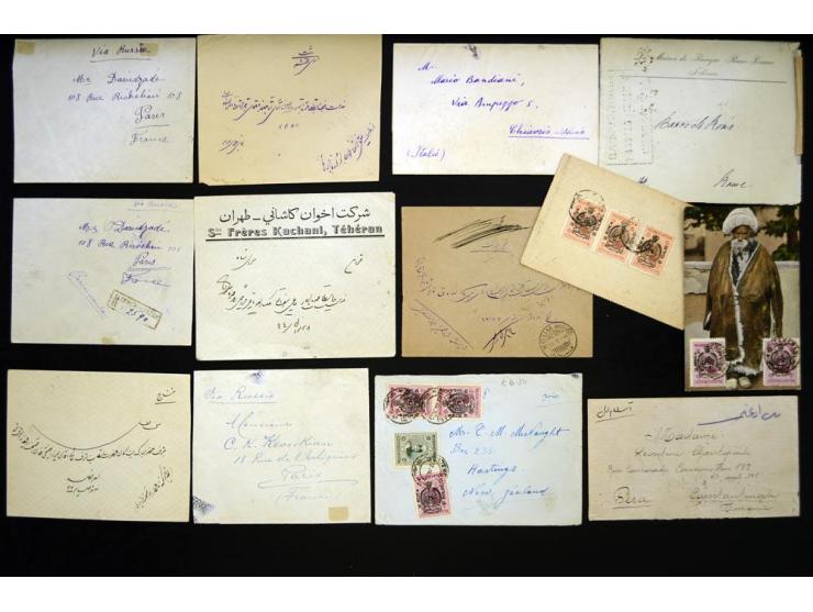 1926, REGNE DE PAHLAVI on Ahmad Shah, 14 covers franked with 1 ch. through 3 ch. values; includes mixed frankings with non-ov