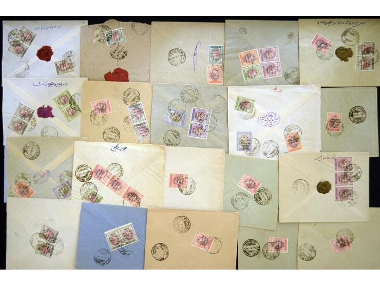 1926; "Regne de Pahlavi" on lion, approximately 134 covers franked with various denominations from 1 ch. through 2 kr.; inclu