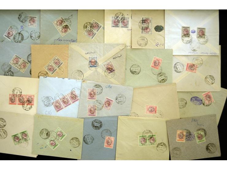 1926; "Regne de Pahlavi" on lion, approximately 134 covers franked with various denominations from 1 ch. through 2 kr.; inclu