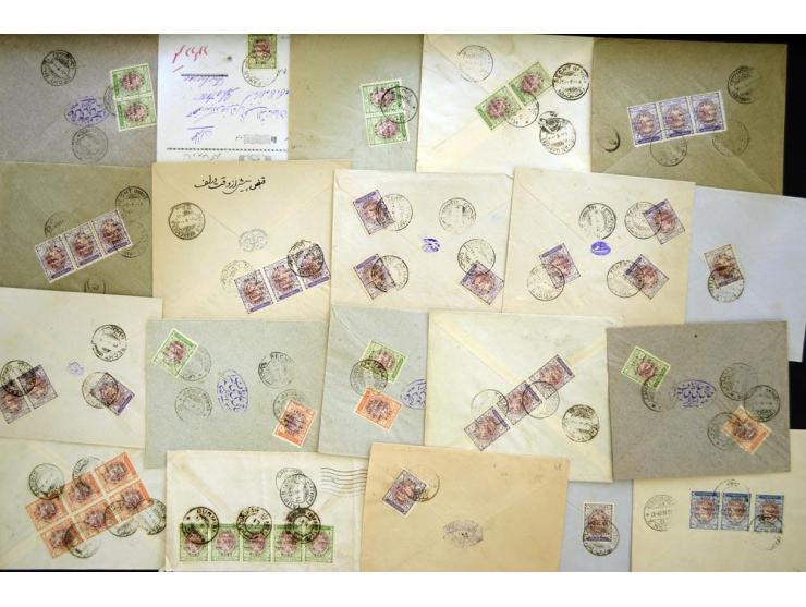 1926; "Regne de Pahlavi" on lion, approximately 134 covers franked with various denominations from 1 ch. through 2 kr.; inclu