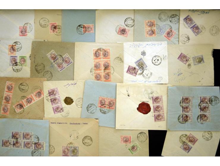 1926; "Regne de Pahlavi" on lion, approximately 134 covers franked with various denominations from 1 ch. through 2 kr.; inclu