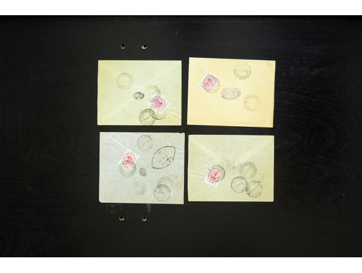 CENSORED MAIL: 1911/12, Kazvin Momayezi Shod censor, 16 covers bearing the black circular censor with the Persian inscription
