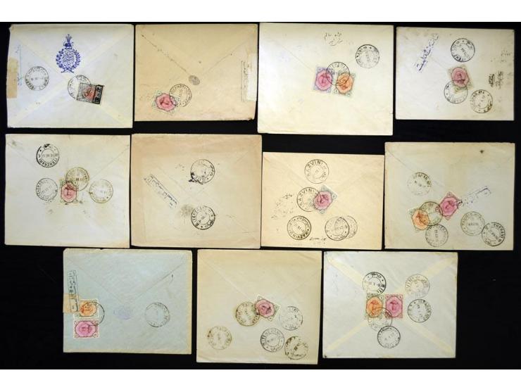 1916/1917, Isfahan Censor, 23 covers bearing the dark blue rectangular censor marking of Isfahan, very nice collection