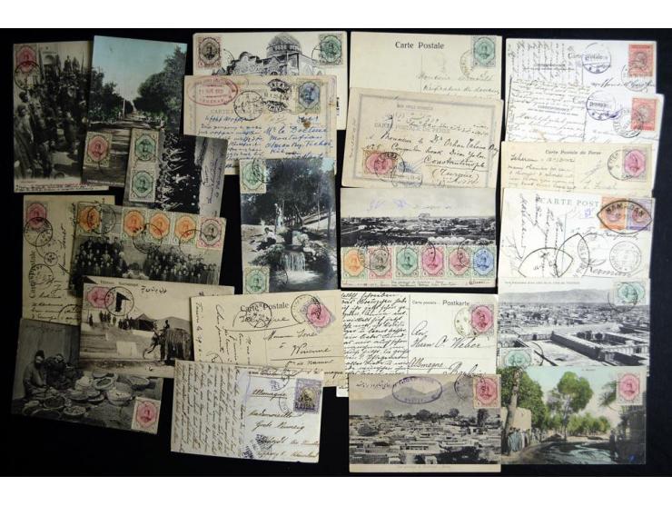 1902/1924, Approximately 195 postcards, showing many street and city views of Persia, some RPPC, all franked with Persian sta