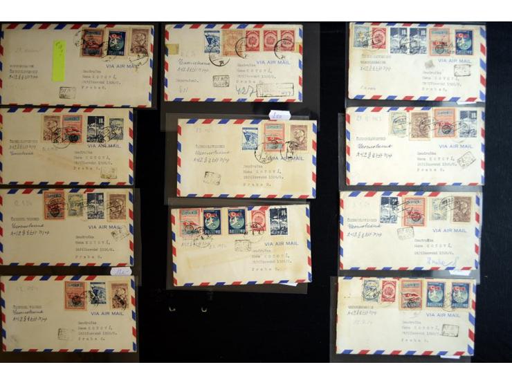 1952/55, interessante Partie von 11 Briefen mit teils besseren Frankaturen nach Prag, gute Erhaltung 