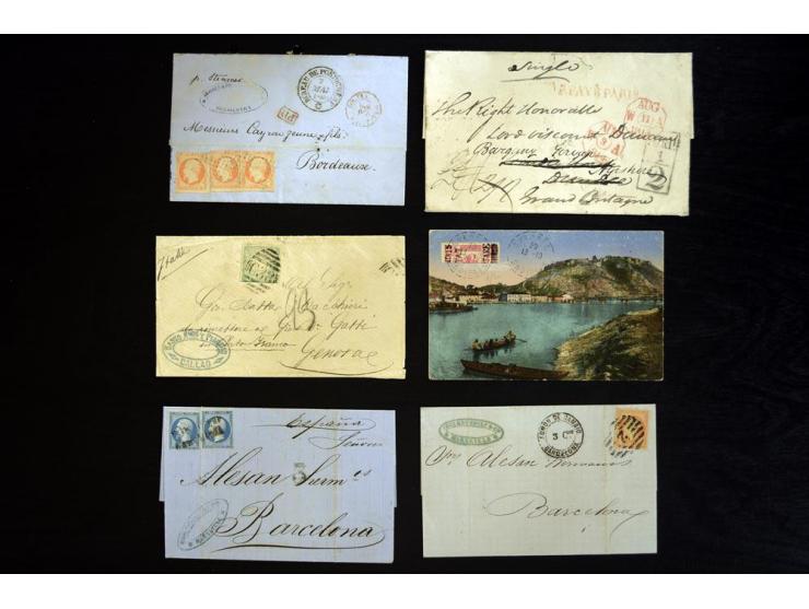 1851/75 (ca.), kleine Bartie Briefe und ein Briefstück, meist Frankreich (dabei Brief mit Nr. 1 und 5)