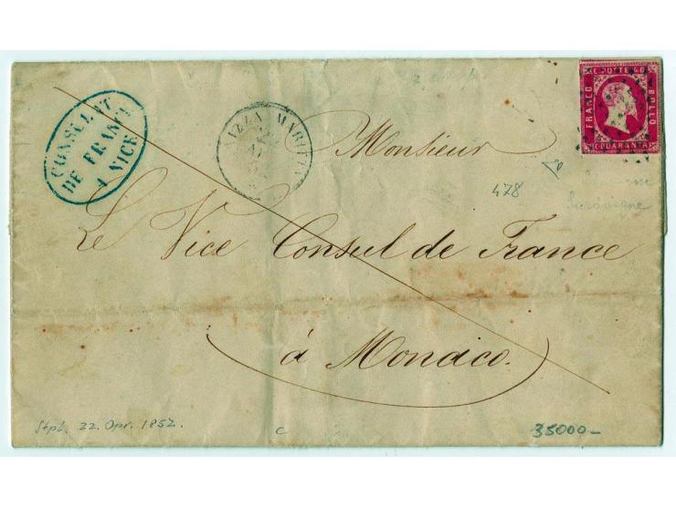 1851/75 (ca.), kleine Bartie Briefe und ein Briefstück, meist Frankreich (dabei Brief mit Nr. 1 und 5)