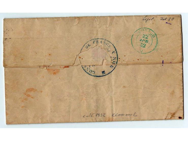 1851/75 (ca.), kleine Bartie Briefe und ein Briefstück, meist Frankreich (dabei Brief mit Nr. 1 und 5)