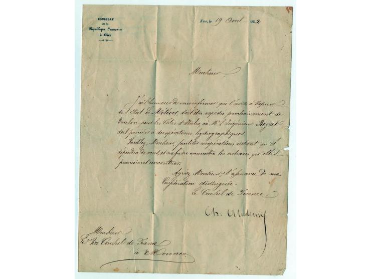 1851/75 (ca.), kleine Bartie Briefe und ein Briefstück, meist Frankreich (dabei Brief mit Nr. 1 und 5)
