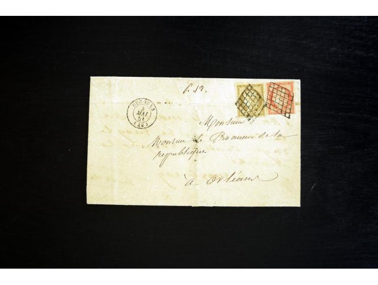 1851/75 (ca.), kleine Bartie Briefe und ein Briefstück, meist Frankreich (dabei Brief mit Nr. 1 und 5)