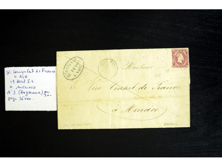 1851/75 (ca.), kleine Bartie Briefe und ein Briefstück, meist Frankreich (dabei Brief mit Nr. 1 und 5)